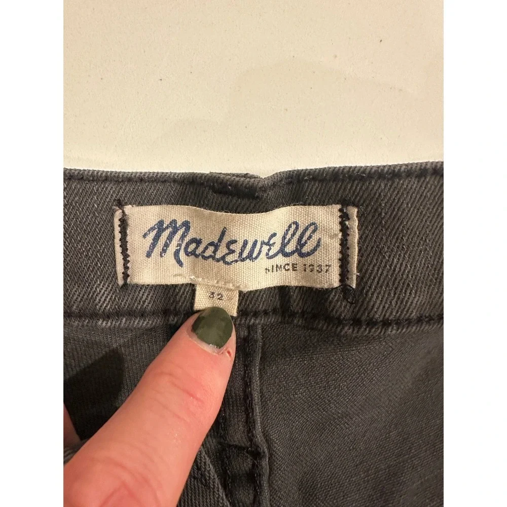 Madewell High Rise Cutoff Denim Shorts‎ Black Wash Distressed Size 32